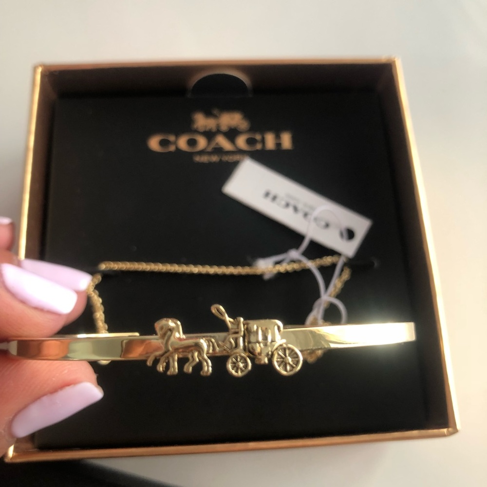 Coach Horse and Carriage Cuff Bracelet Gold - Picture 3 of 5